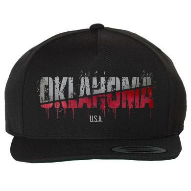 Distressed Oklahoma Usa Wool Snapback Cap