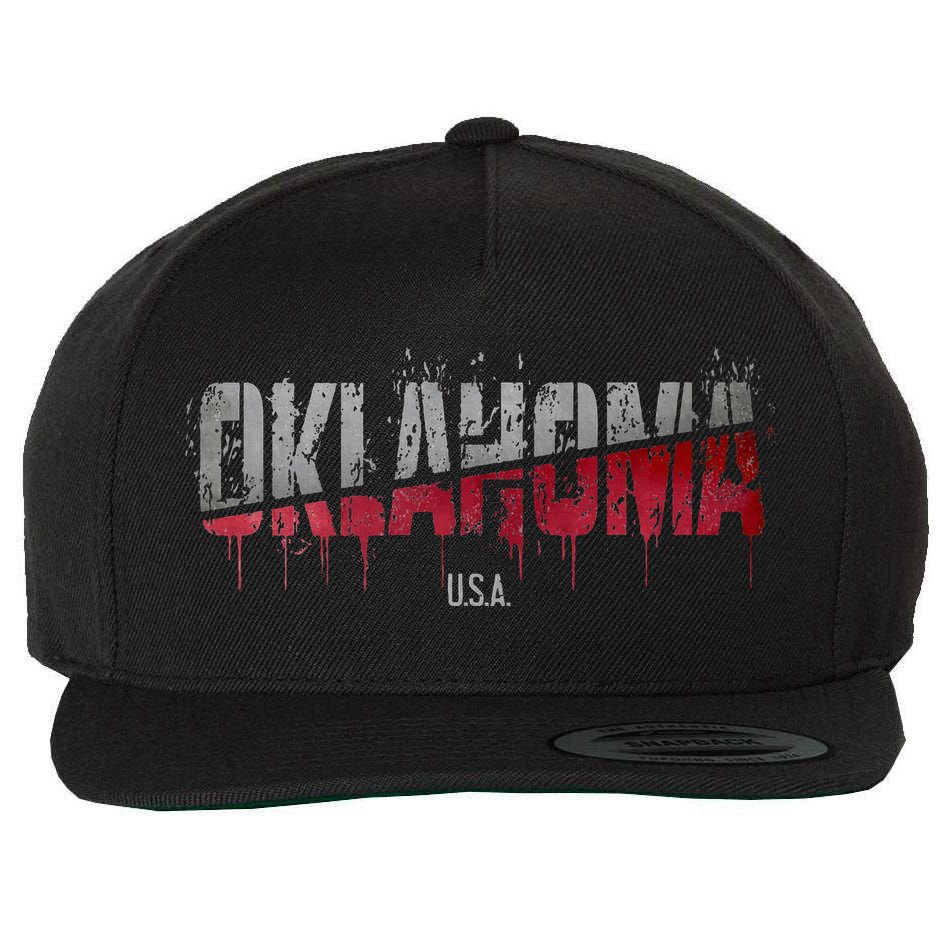 Distressed Oklahoma Usa Wool Snapback Cap