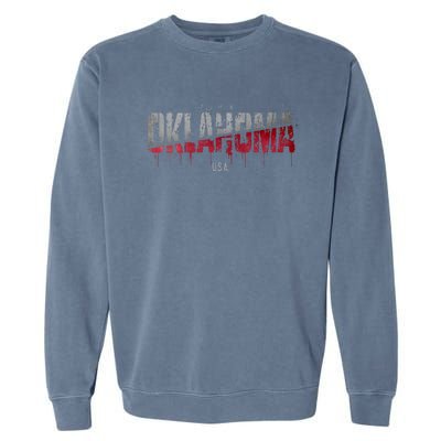 Distressed Oklahoma Usa Garment-Dyed Sweatshirt