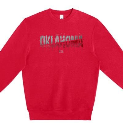 Distressed Oklahoma Usa Premium Crewneck Sweatshirt