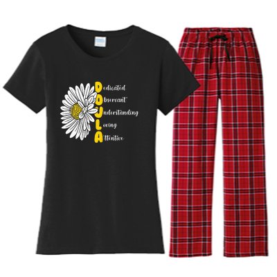 Dedicated Observant Understanding Loving Attentive Doula Women's Flannel Pajama Set