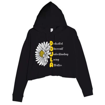 Dedicated Observant Understanding Loving Attentive Doula Crop Fleece Hoodie