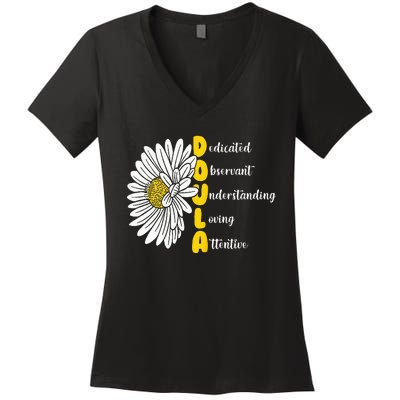 Dedicated Observant Understanding Loving Attentive Doula Women's V-Neck T-Shirt