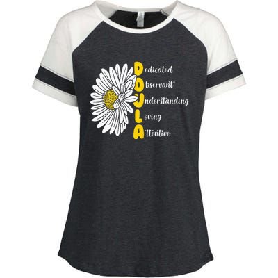 Dedicated Observant Understanding Loving Attentive Doula Enza Ladies Jersey Colorblock Tee