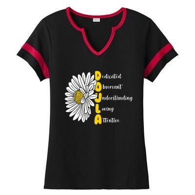 Dedicated Observant Understanding Loving Attentive Doula Ladies Halftime Notch Neck Tee