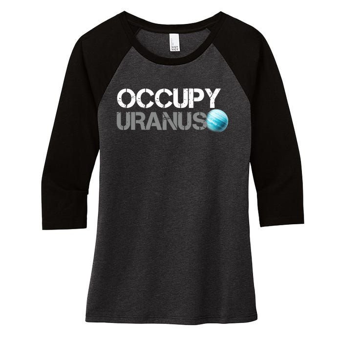 Dogedesigner Occupy Uranus Women's Tri-Blend 3/4-Sleeve Raglan Shirt