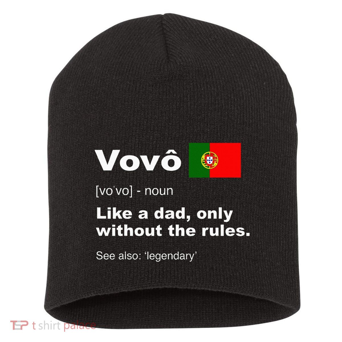Definition Of Vovo Camisa Funny Portuguese Grandfather Short Acrylic Beanie