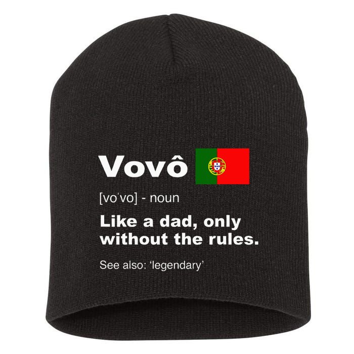 Definition Of Vovo Camisa Funny Portuguese Grandfather Short Acrylic Beanie