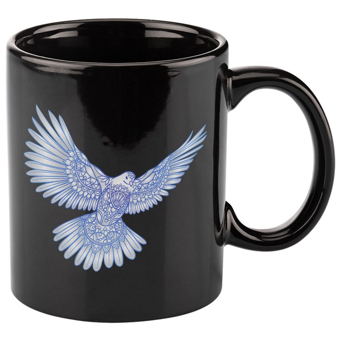 Dove Blue Porcelain 11oz C Handle Ceramic Mug