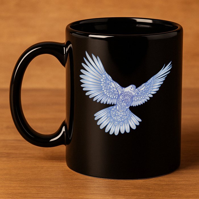 Dove Blue Porcelain 11oz C Handle Ceramic Mug