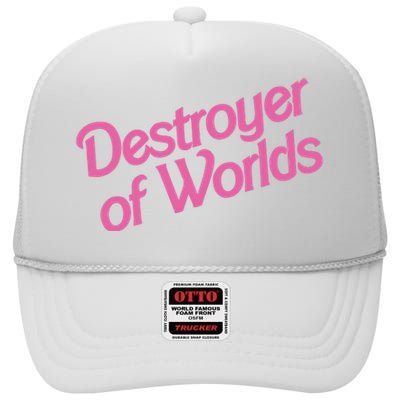 Destroyer Of Worlds In Pink High Crown Mesh Back Trucker Hat