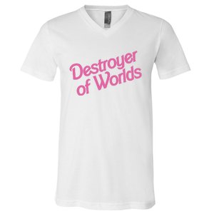 Destroyer Of Worlds In Pink V-Neck T-Shirt