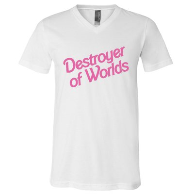 Destroyer Of Worlds In Pink V-Neck T-Shirt