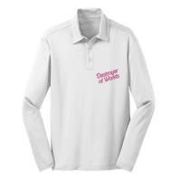 Destroyer Of Worlds In Pink Silk Touch Performance Long Sleeve Polo