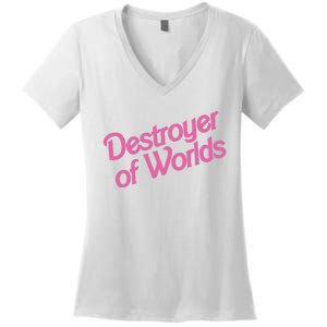 Destroyer Of Worlds In Pink Women's V-Neck T-Shirt