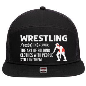 Definition Of Wrestling Funny Wrestler Coach 7 Panel Mesh Trucker Snapback Hat