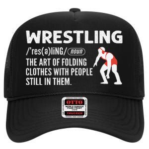 Definition Of Wrestling Funny Wrestler Coach High Crown Mesh Back Trucker Hat