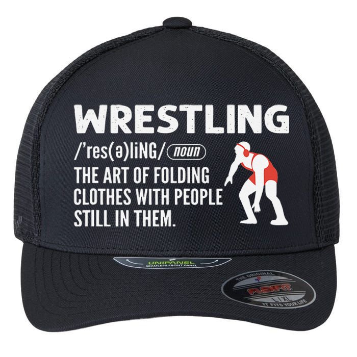 Definition Of Wrestling Funny Wrestler Coach Flexfit Unipanel Trucker Cap