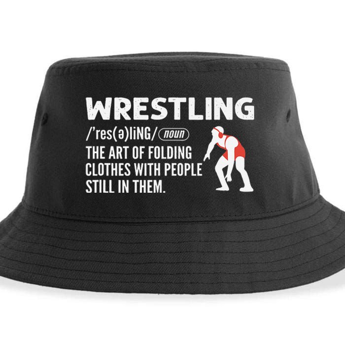 Definition Of Wrestling Funny Wrestler Coach Sustainable Bucket Hat