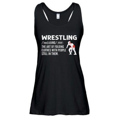 Definition Of Wrestling Funny Wrestler Coach Ladies Essential Flowy Tank