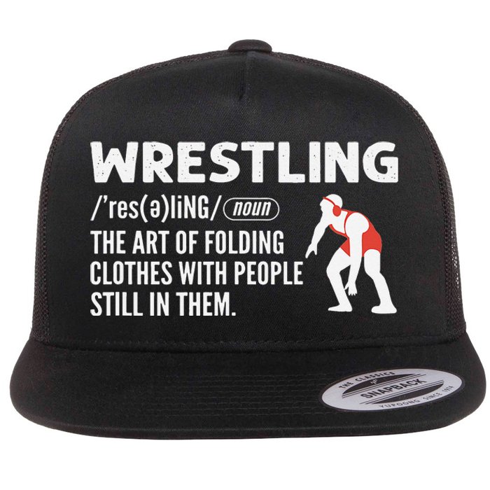 Definition Of Wrestling Funny Wrestler Coach Flat Bill Trucker Hat