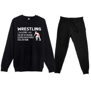 Definition Of Wrestling Funny Wrestler Coach Premium Crewneck Sweatsuit Set