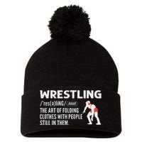 Definition Of Wrestling Funny Wrestler Coach Pom Pom 12in Knit Beanie