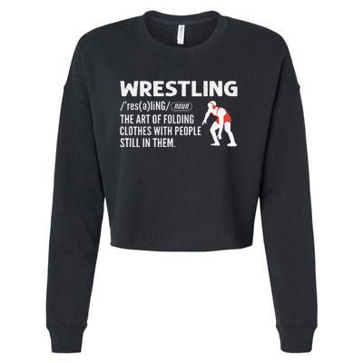 Definition Of Wrestling Funny Wrestler Coach Cropped Pullover Crew