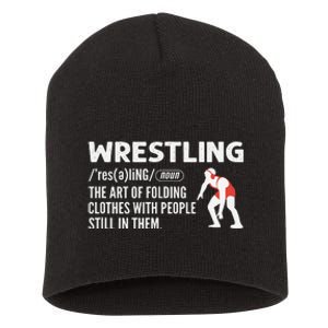 Definition Of Wrestling Funny Wrestler Coach Short Acrylic Beanie