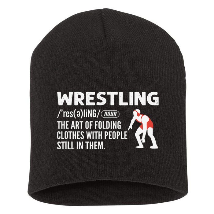 Definition Of Wrestling Funny Wrestler Coach Short Acrylic Beanie