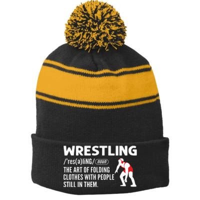 Definition Of Wrestling Wrestler Stripe Pom Pom Beanie