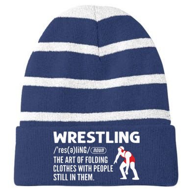 Definition Of Wrestling Wrestler Striped Beanie with Solid Band