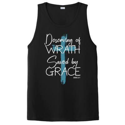 Deserving Of Wrath Saved By Grace Funny Christian PosiCharge Competitor Tank