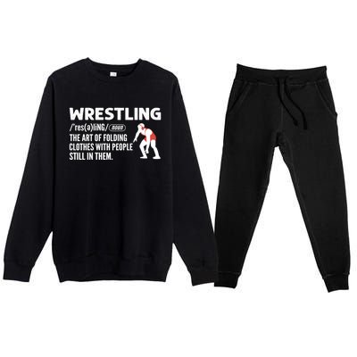 Definition Of Wrestling Wrestler Gift Premium Crewneck Sweatsuit Set