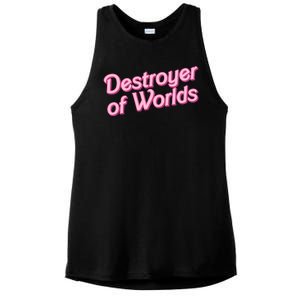 Detroyer Of Worlds Funny Barbe Barbenheimer Ladies PosiCharge Tri-Blend Wicking Tank