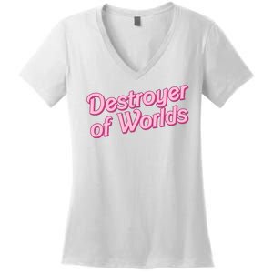 Detroyer Of Worlds Funny Barbe Barbenheimer Women's V-Neck T-Shirt