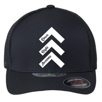 Down Right Awesome Arrow Down Syndrome Awareness Flexfit Unipanel Trucker Cap