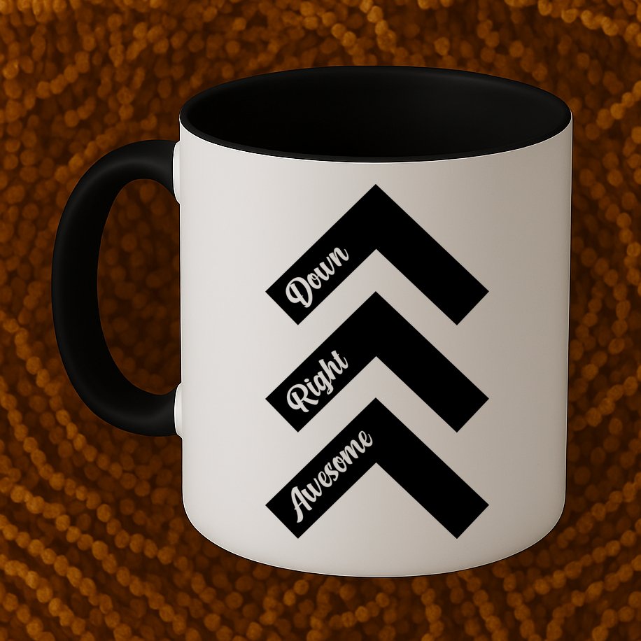 Down Right Awesome Arrow Down Syndrome Awareness Mug