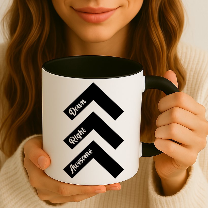 Down Right Awesome Arrow Down Syndrome Awareness Mug