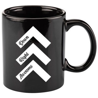 Down Right Awesome Arrow Down Syndrome Awareness 11oz C Handle Ceramic Mug