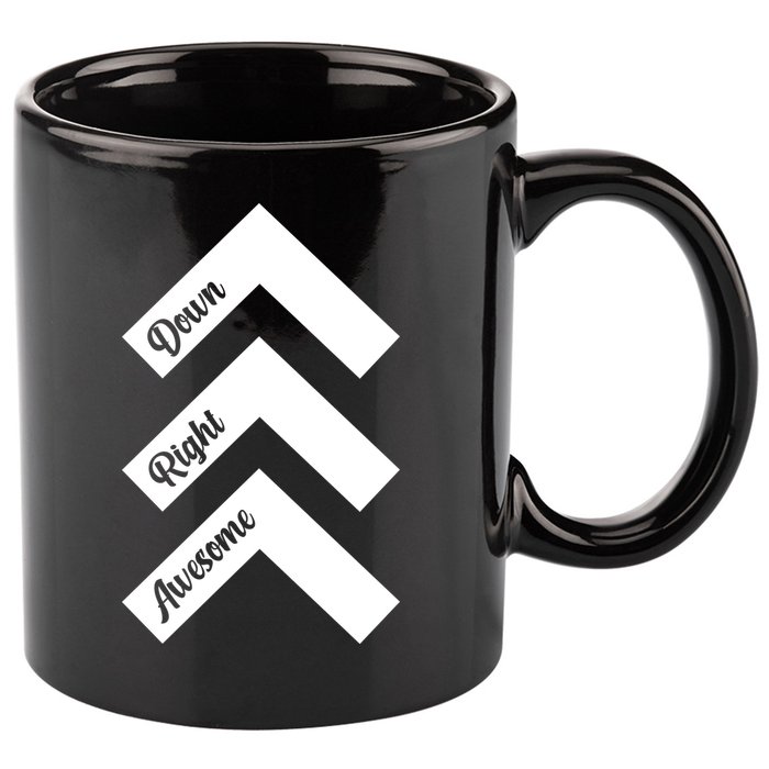 Down Right Awesome Arrow Down Syndrome Awareness 11oz C Handle Ceramic Mug