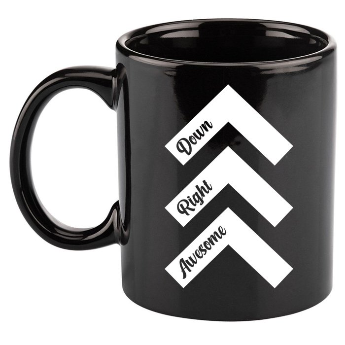 Down Right Awesome Arrow Down Syndrome Awareness 11oz C Handle Ceramic Mug