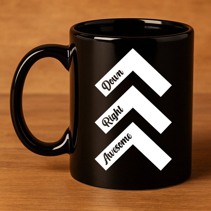 Down Right Awesome Arrow Down Syndrome Awareness 11oz C Handle Ceramic Mug