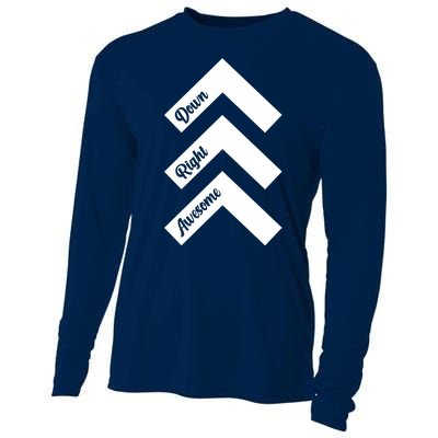 Down Right Awesome Arrow Down Syndrome Awareness Cooling Performance Long Sleeve Crew