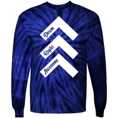 Down Right Awesome Arrow Down Syndrome Awareness Tie-Dye Long Sleeve Shirt