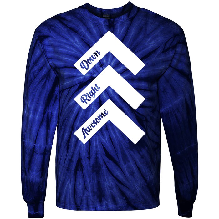 Down Right Awesome Arrow Down Syndrome Awareness Tie-Dye Long Sleeve Shirt