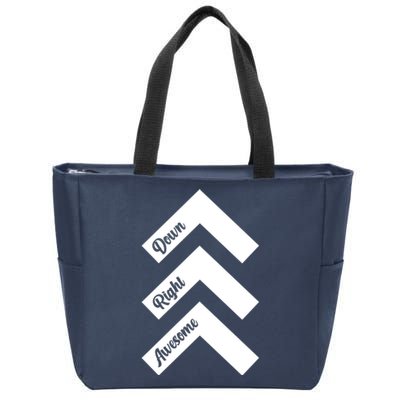 Down Right Awesome Arrow Down Syndrome Awareness Zip Tote Bag