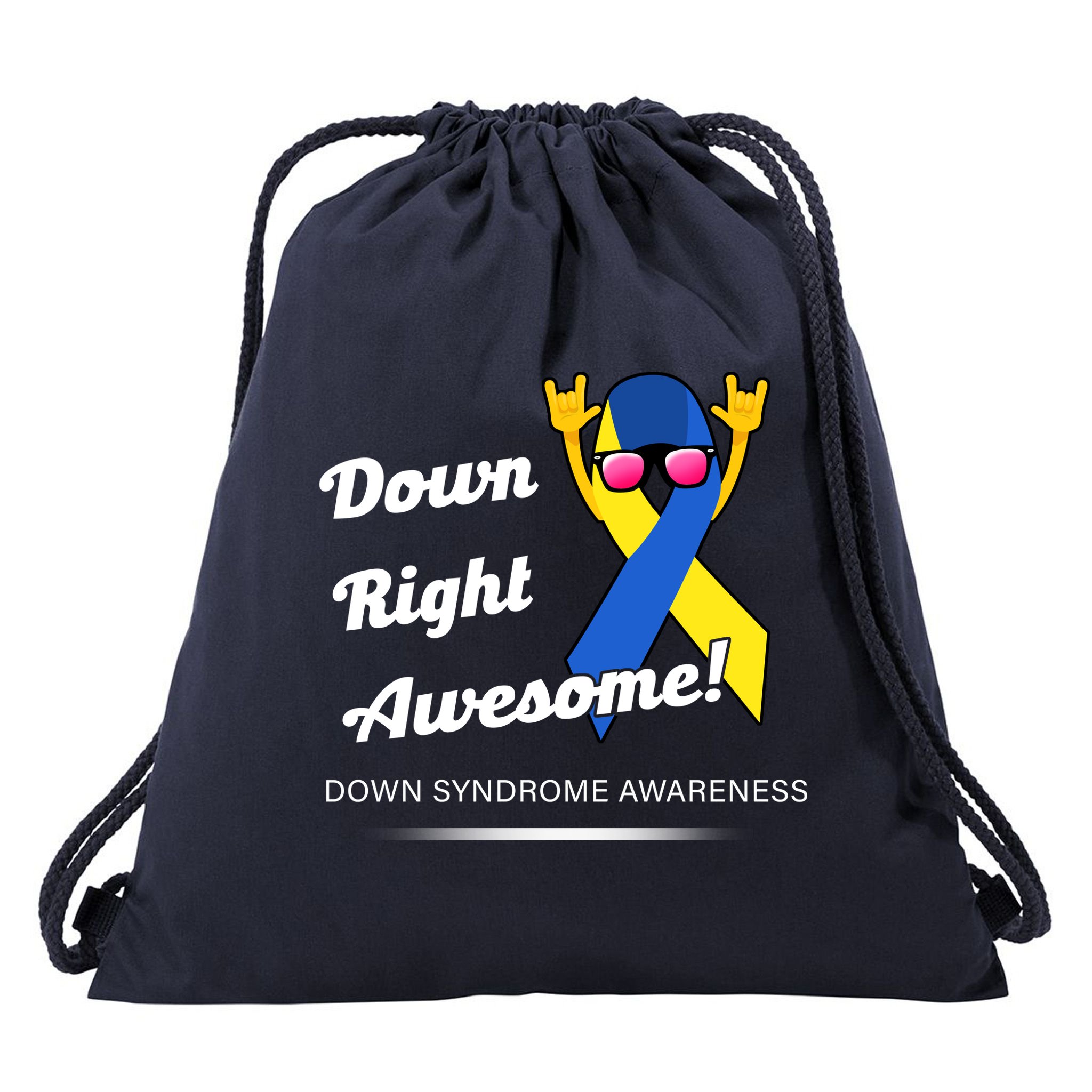 Down Right Awesome Down Syndrome Drawstring Bag