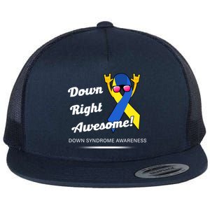 Down Right Awesome Down Syndrome Flat Bill Trucker Hat