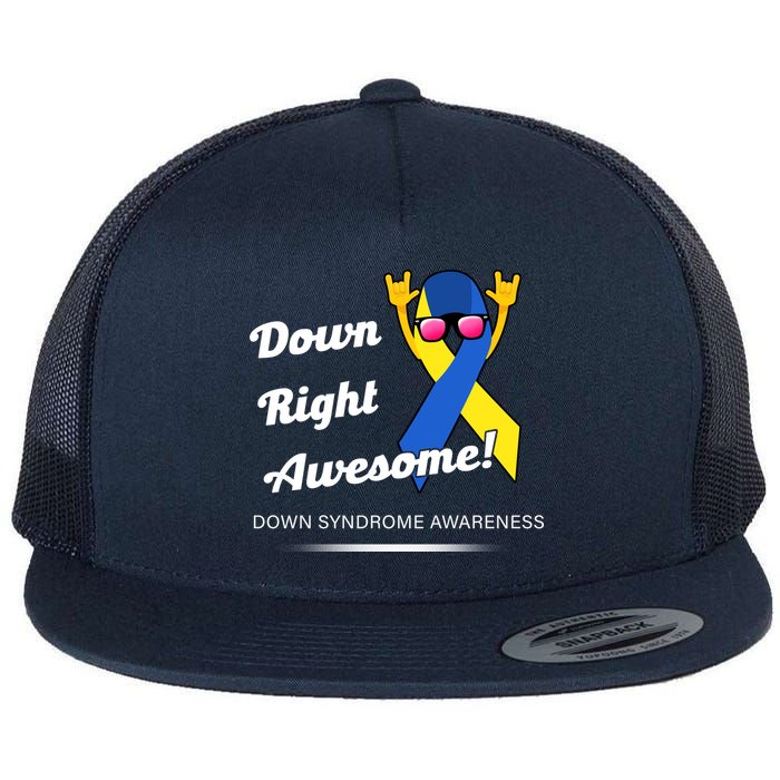 Down Right Awesome Down Syndrome Flat Bill Trucker Hat